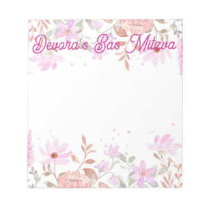 Floral bas mitzva notepad