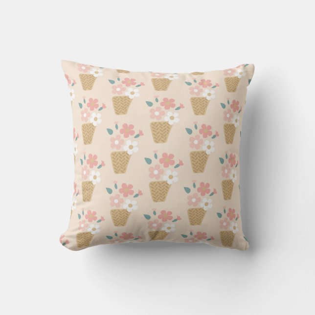 Floral Basket Pattern Cushion (Front)