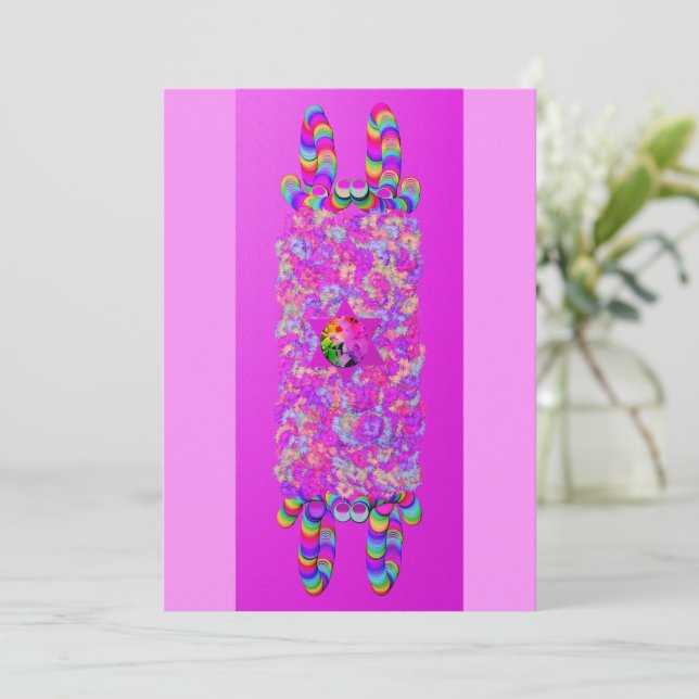 Floral bat mitzvah flat card (Standing Front)