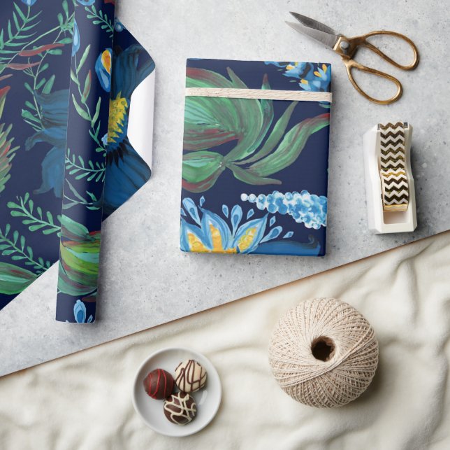 Floral Batik paint Ukrainian Folk Painting Style Wrapping Paper (Crafts)