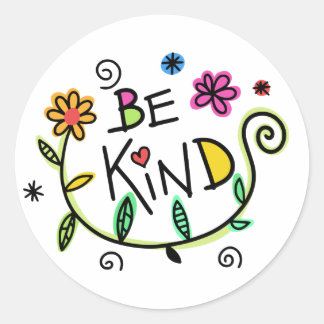 Floral Be Kind Classic Round Sticker