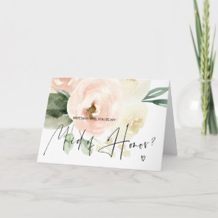 Floral Be My Maid of Honour Proposal Wedding Card