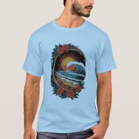 Floral Beach Lover Sunset Vacation Gift Retro