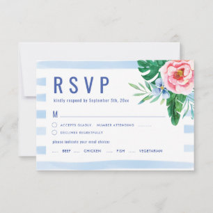 Floral Beach Tropical Luau Meal Choice Wedding RSVP Card