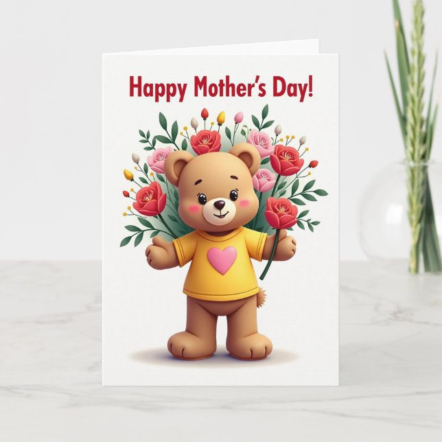 Floral Bear Mothers Day Card (Front)