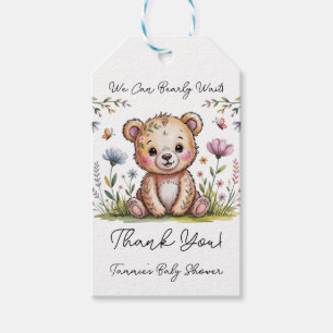 Floral Bear We Can Bearly Wait Thank You Gift Tags