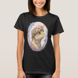 Floral Bearded Dragon Flower Crown Pet Lizard T-Shirt