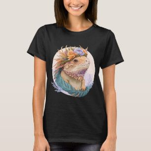 Floral Bearded Dragon Watercolor Flower Crown Rept T-Shirt