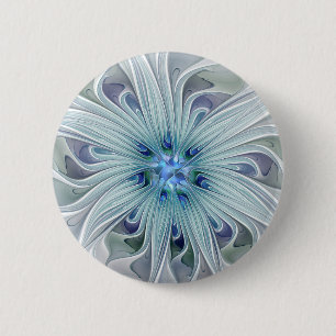 Floral Beauty Abstract Modern Blue Pastel Flower 6 Cm Round Badge