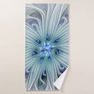 Floral Beauty Abstract Modern Blue Pastel Flower Bath Towel