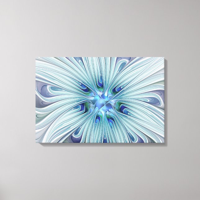 Floral Beauty Abstract Modern Blue Pastel Flower Canvas Print (Front)