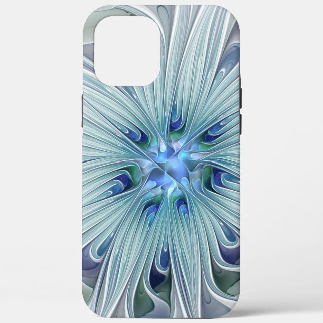 Floral Beauty Abstract Modern Blue Pastel Flower Case-Mate iPhone Case (Back)