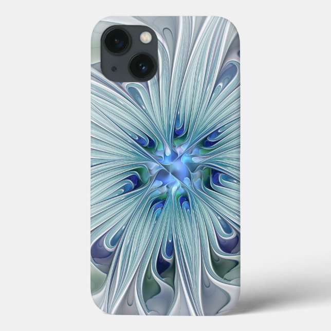 Floral Beauty Abstract Modern Blue Pastel Flower Case-Mate iPhone Case (Back)