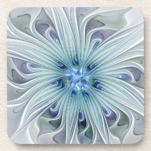 Floral Beauty Abstract Modern Blue Pastel Flower Coaster