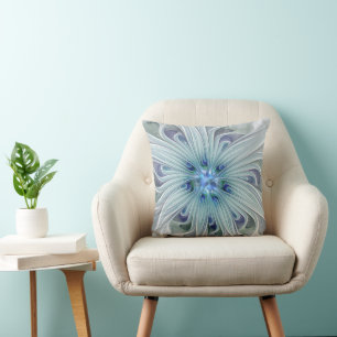 Floral Beauty Abstract Modern Blue Pastel Flower Cushion