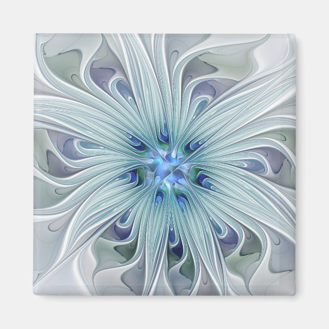 Floral Beauty Abstract Modern Blue Pastel Flower Magnet (Front)