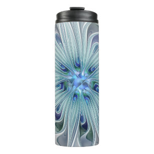 Floral Beauty Abstract Modern Blue Pastel Flower Thermal Tumbler