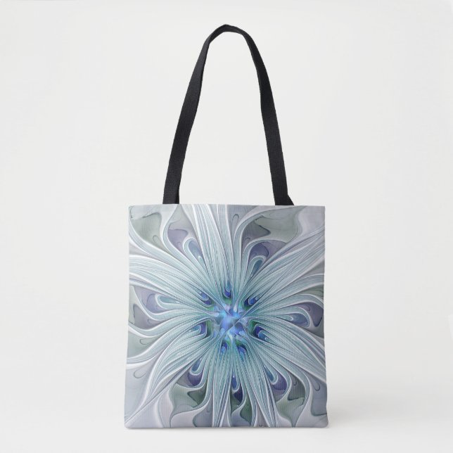 Floral Beauty Abstract Modern Blue Pastel Flower Tote Bag (Front)