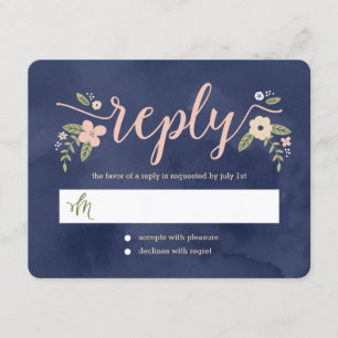 Floral Beauty Editable Colour Wedding Response Car