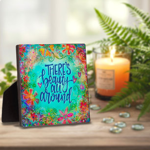 Floral Beauty Quote Inspirational Plaque