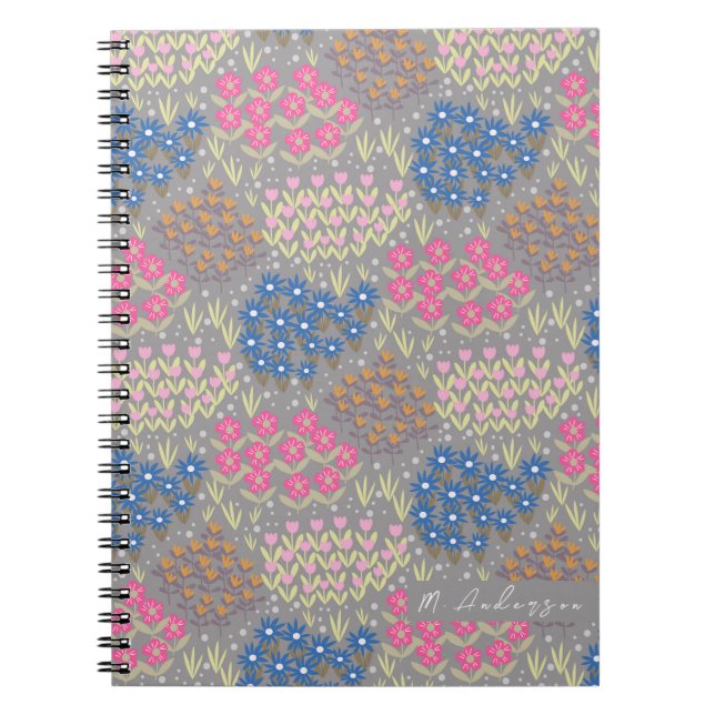 Floral Bed Grey Notebook (Front)