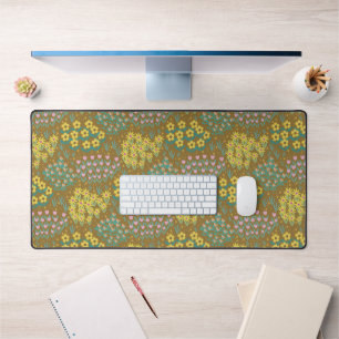 Floral Bed Mustard Desk Mat