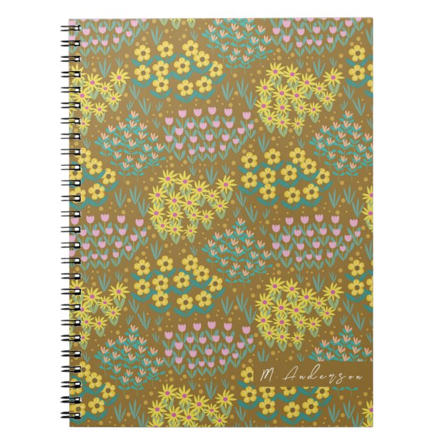 Floral Bed Mustard Notebook (Front)