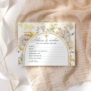 Floral bee advice and wishes bridal shower card