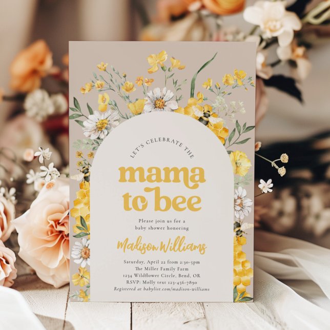 Floral Bee Baby Shower Invitation (Creator Uploaded)