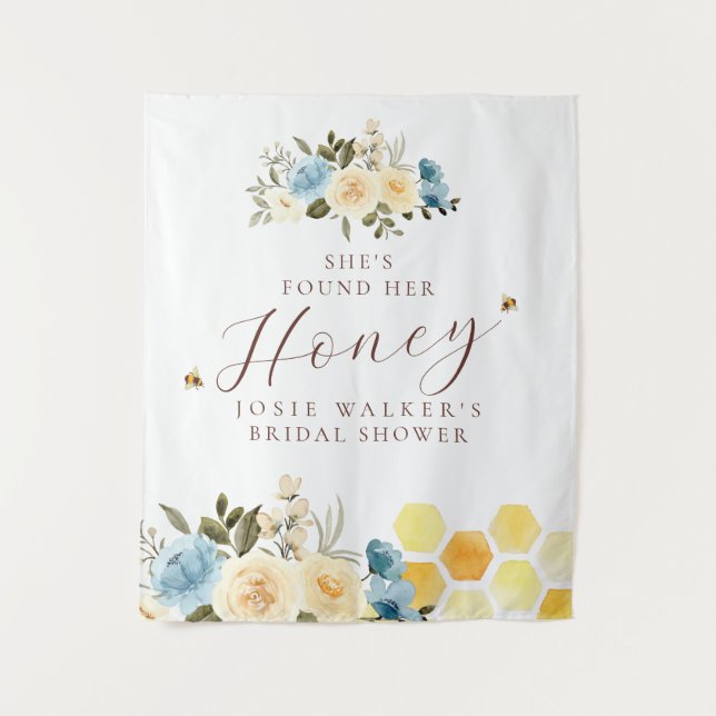 Floral Bee Bridal Shower Tapestry (Front)
