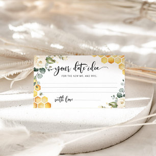 Floral bee Date night ideas. Date jar Enclosure Card