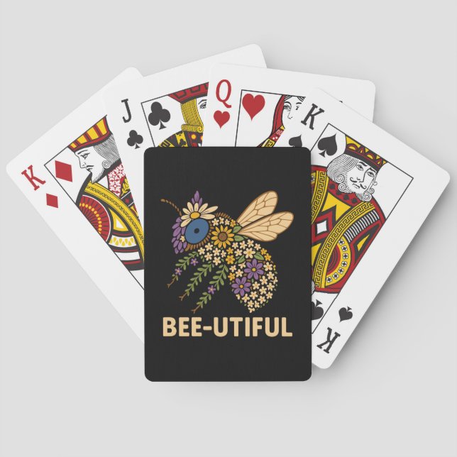 Floral Bee Fusion Bee-Utiful Playing Cards (Back)