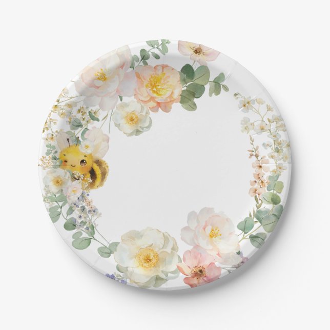 Floral Bees party plates (Front)