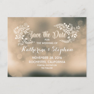 Floral beige brown cute save the date postcards