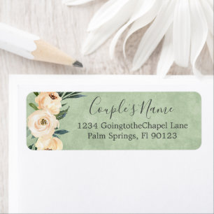 Floral Beige Green Wedding Return Address