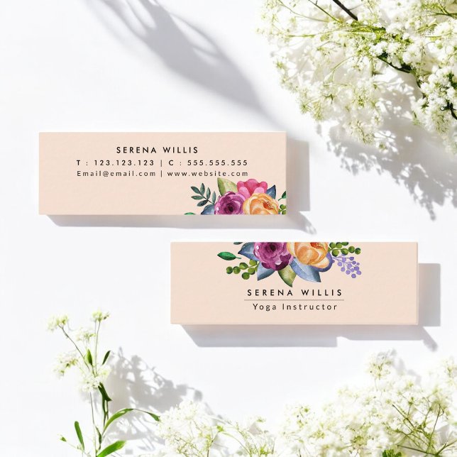 Floral Beige Make up Artist Mini Business Card (Creator Uploaded)
