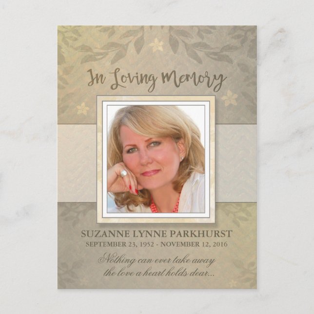 Floral Beige Photo Thank You Post Card (Front)