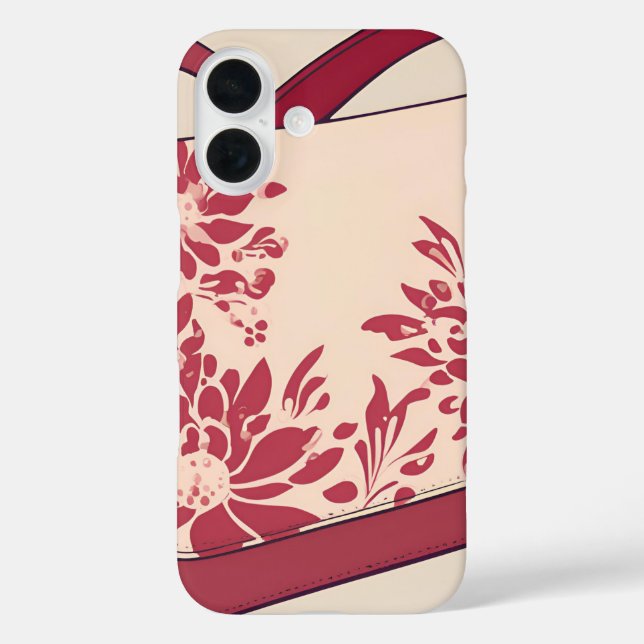 Floral Beige & Red AI art  Case-Mate iPhone Case (Back)