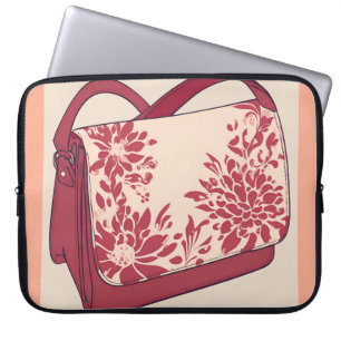 Floral Beige & Red AI art Laptop Sleeve