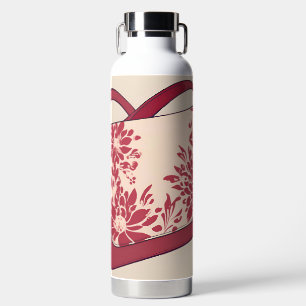 Floral Beige & Red AI art  Water Bottle