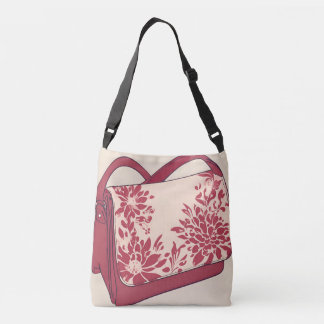 Floral Beige & Red Purse AI art  Crossbody Bag