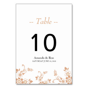 Floral Beige Table Card Number
