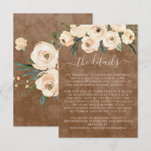 Floral Beige Wedding Details Enclosure Card