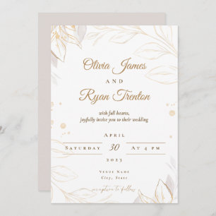 Floral Beige Wedding Invitation