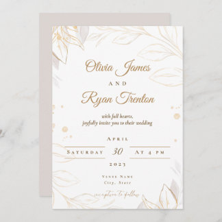 Floral Beige Wedding Invitation