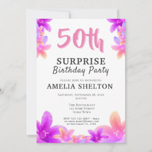 Floral Bellflowers 50th Birthday Surprise Party Invitation