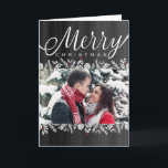 Floral & Berries Chalkboard Merry Christmas Photo<br><div class="desc">This elegant photo Christmas card features white accents of poinsettias, pine cones and pine branches with touches of red berries, all on a chalkboard background. Get "oohs and aahs" from family and friends this Christmas season when you send a unique and trendy greeting from DoodleLulu by 2 june bugs design!...</div>
