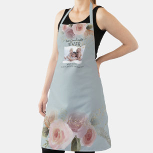 Floral Best Grandmother EVER Dusty Blue Watercolor Apron
