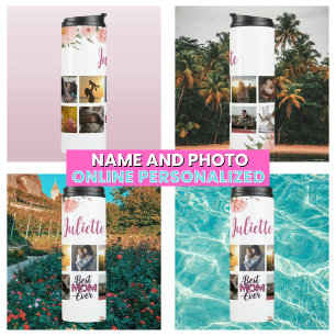 Floral Best Mum Ever Mother Photo Collage Thermal Tumbler