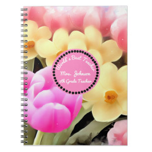 Floral Best Teacher Personalised  Notebook